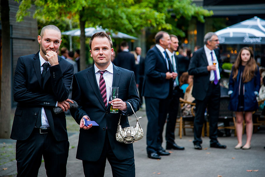Mens on a wedding near Luxembourg getting crazy