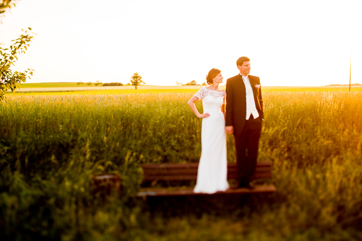 Hochzeitsportrait Bärenmühle Hochzeitsreportage Sonnenuntergang Romantik