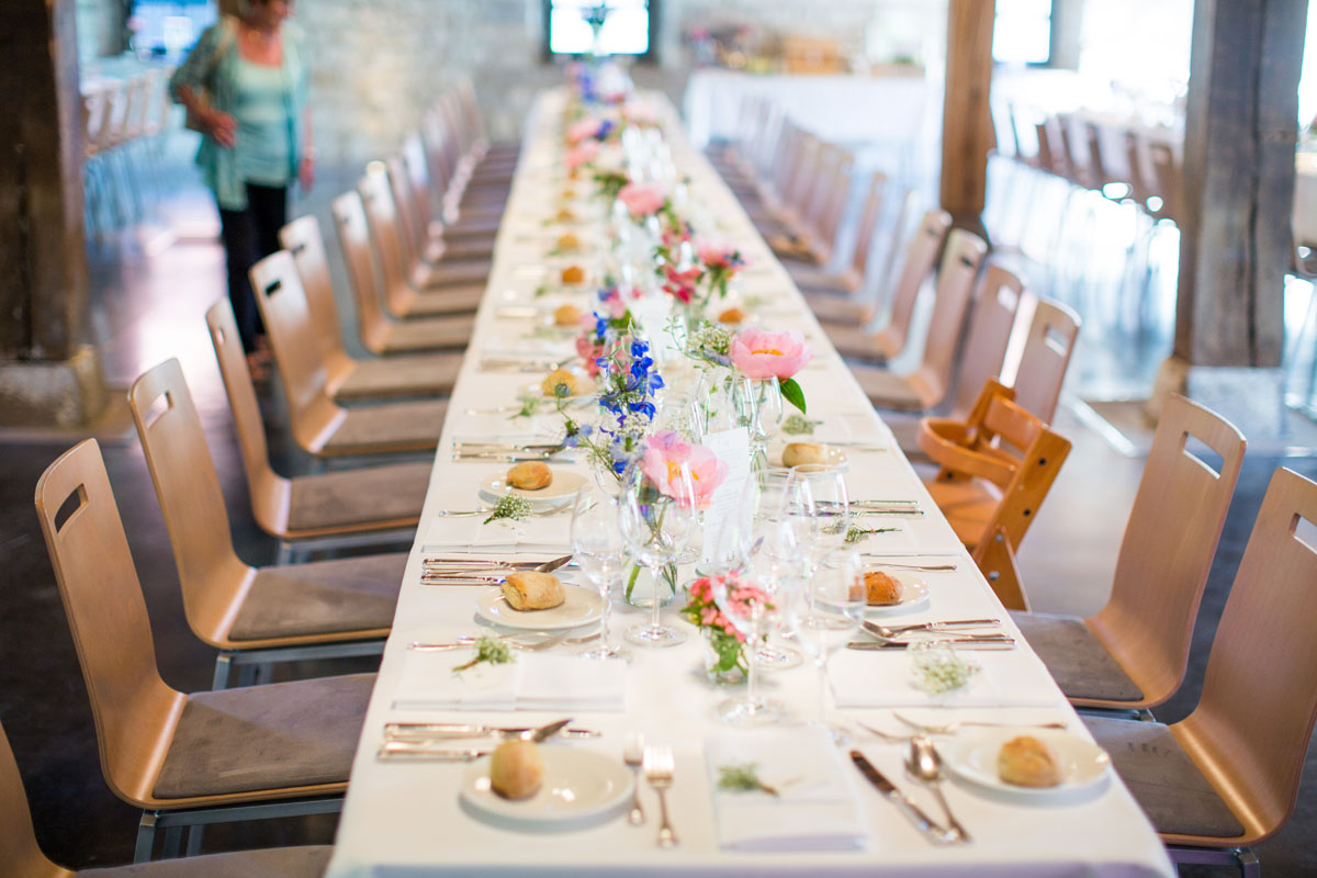 Tischdekoration zur Hochzeit im Steinbachhof in Vaihingen